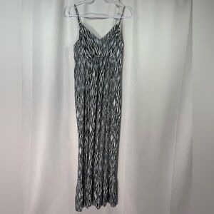 CV by Cynthia Vincent Printed Maxi Dress W/Flounce Hem M